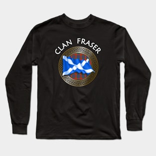 Clan Fraser Crest & Tartan Knot Long Sleeve T-Shirt